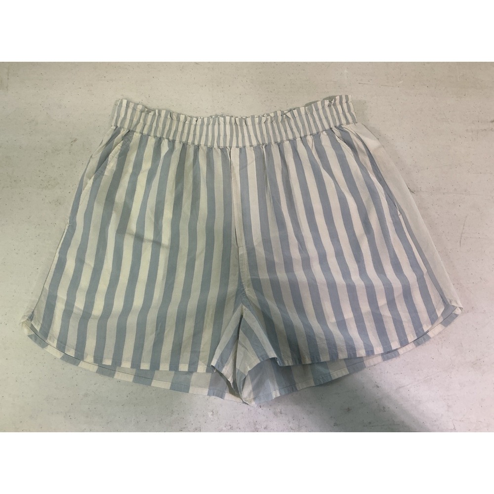 Madwell Blue White Striped Paperbag Waist Pull On Shorts NL261 Small NWT